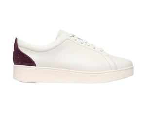 FitFlop - Damen Sneaker "Rally", Kristall, Leder (Weiß/Mauve/Weinrot) EU 37 / UK 4