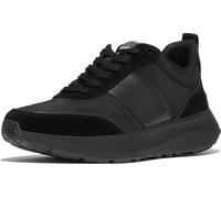 Fitflop Damen F-Mode Flow Fabric/Suede/Leather Flatform Sneaker, Schwarz, 38 EU