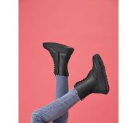 Stiefeletten FitFlop F-Mode Leather Lace-Up Flatform Ankle Boots Damen All Black-Schuhgröße 40