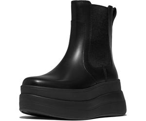 FitFlop Damen Stiefel F-Mode Stack Leather Chelsea Boots E2J All Black-39