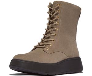 FitFlop Damen Stiefel F-Mode Suede Lace-UP Flatform Ankle Boots E1U Taupe-41