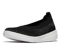 FitFlop Damen Super-Q Knit Ballerina Flach, Schwarz/Silberfarben, 8.5