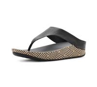 Fitflop Damen Zehentrenner LULU LUX GRAPHIC-WEAVE LEATHER black, Größe:40 EU
