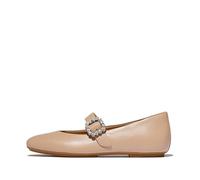 Fitflop DELICATO Damen Crystal Buckle Leder Mary Janes Flach, Classic Beige, 37 EU, Beige (Classic Beige), 4 UK Narrow