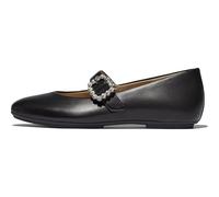 Fitflop DELICATO Damen Crystal Buckle Leder Mary Janes Flach, Schwarz, Größe 40, Schwarz, 7 UK Narrow