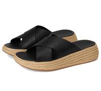Fitflop Damen F-Mode Espadrille Leather Flatform Cross Slides Schiebe-Sandalen, Schwarz, 39 EU