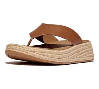 Fitflop F-Mode Damen Espadrille Leder Flatform T/Post Sandalen, Deep Tan, 38 EU