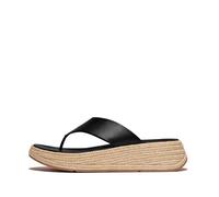 Fitflop Damen F-Mode Espadrille Leather Flatform T/Post Sandale, Schwarz, 40 EU