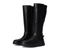 Fitflop F-Mode Damen Faltknoten Flatform Hohe Stretch Stiefel, Schwarz, 37 EU