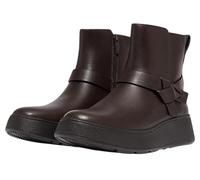 FitFlop F-Mode Damen Kurzschaft Lederstiefel mit Faltknoten, Schokoladenbraun, 10