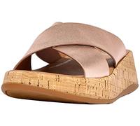Fitflop F-Mode Damen Leder/Kork Flatform Cross Slide Flache Sandalen, rose gold, 39 EU