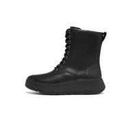 Fitflop F-Mode Damen Leder Schnürstiefeletten Flatform Stiefeletten, Schwarz, 38.5 EU