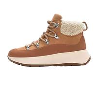 Fitflop F-mode Damen-Stiefel mit Teddy-Kragen, Schwarz, Desert Tan, 38 EU