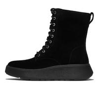 Fitflop F-Mode Damen Wildleder-Schnürstiefeletten, Flatform, Schwarz, Größe 39, Schwarz, 40 EU