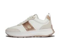 Fitflop F-Mode Flow Damen Pailletten Wildleder/Leder Flatform Sneaker, Urban White Classic Beige, 38.5 EU