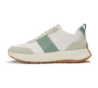 Fitflop F-Mode Flow Damen-Sneaker aus Leder/Wildleder, Flatform-Sneaker, Urban White/Frosted Sage, 41 EU, Urban White Frosted Sage, 42 EU