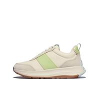 FitFlop F-Mode Flow Damen-Sneaker aus Stoff/Wildleder/Leder, Flache Form, Lime, 39 EU