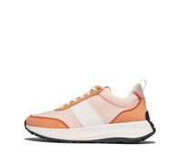 FitFlop F-Mode Flow Damen-Sneaker aus Stoff/Wildleder/Leder, Flache Form, Pfirsichfarben, 38 EU