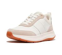 FitFlop F-Mode Flow Damen-Sneaker aus Stoff/Wildleder/Leder, Flache Form, Urban White Mix, 43 EU