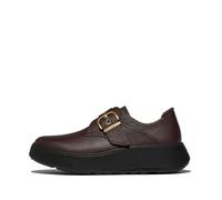 Fitflop F-Mode Stitch Tumbled-Leather Monk Strap Shoes Loafer, Schokoladenbraun, 42 EU