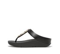 Fitflop Fino Damen-Sandalen mit Kristallketten, Leder, Zehentrenner, Schwarz, 36 EU