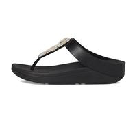 Fitflop Fino Damen-Sandalen mit Kristallketten, Leder, Zehentrenner, Schwarz, 37 EU