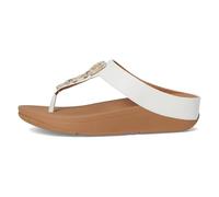 Fitflop Fino Damen-Sandalen mit Kristallketten, Leder, Zehentrenner, weiß, 43 EU