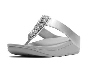 Fitflop Fino Toe-Post Polyurethan Damen Silber Sandalen EU 42 / UK 8
