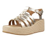 Keilsandalette FITFLOP "PLATFFORMS", Damen, Gr. 40, grau (platinfarben), Leder, metallic, modisch, Schuhe, Plateau Sandale im schönen Metallic-Look (93759052-40) platinfarben