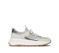 FitFlop Damen Sneakers F-Mode Suede/Knit Flatform Slip-ON Laced IV1 Urban White/French Grey-38
