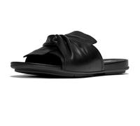 Pantolette FITFLOP "GRACIE SOFT-TWIST LEATHER SLIDES", Damen, Gr. 41, schwarz, Schafsleder, unifarben, Schuhe Pantolette, Pool Slides, Sandale mit DYNAMICUSH-Technologie (49378112-41) schwarz