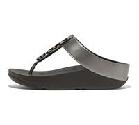 Fitflop für Damen. HJ1-B06 Halo Bead-Circle Silberne Sandalen (38), Schwarz, 3 bis 5 cm, Keine, Lässig