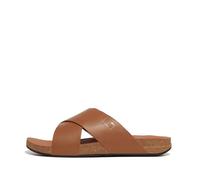 Fitflop Herren Iqushion Leather Cross SlidesSlide Sandalen, hellbraun, 42 EU