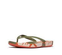 Fitflop Herren Iqushion Mens Leaf-Print Ergonomic Flip-Flops Flipflop, graugrün, 41 EU