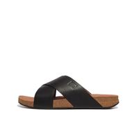 Fitflop Herren Iqushion Leather Cross SlidesSlide Sandalen, Schwarz, 41 EU