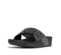 Fitflop Lulu Crystal-Mix Metallic Cross Slides All Black Größe EU 40