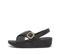 Fitflop Lulu Damen-Sandalen mit Kristallschnalle, Leder, Riemen am Rücken, Schwarz, 43 EU