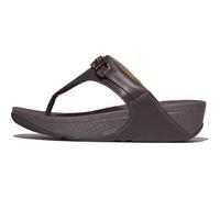 Fitflop Lulu Damen-Sandalen mit quadratischer Kette, Leder, Zehentrenner, Plumberry, 41 EU