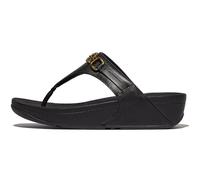 Fitflop Lulu Damen-Sandalen mit quadratischer Kette, Leder, Zehentrenner, Schwarz, 39 EU