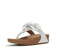 Dianette FITFLOP "LULU FLOWER TOE-POST SANDALS", Damen, Gr. 38, urban weiß, Lederimitat, geblümt, Schuhe Dianette, Keilabsatz, Zehentrenner, Sommerschuh mit modischer Blütenverzierung (65269630-38) ur