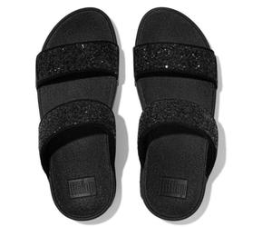 Fitflop Lulu Glitter Slides - Schwarzer Glitzer Schwarz - Gr. - 42