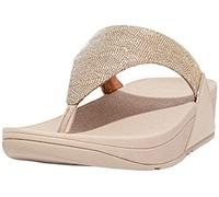 FitFlop Lulu Glitz Toe Post Sandals Platino 7 M (B)
