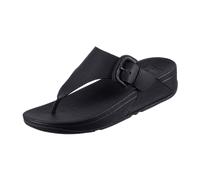 FitFlop Lulu HG9-001 schwarz Lulu Covered Buckle Raw Edge Leather für Damen, schwarz, Größe 42 EU