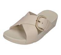 Fitflop Lulu Resin-Buckle Leather Cross Slides Paris Beige Größe EU 39