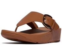 Fitflop Lulu Resin-Buckle Leather Toe-Post Sandals BRUIN - Größe 42