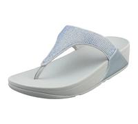 Dianette FITFLOP "LULU CRYSTAL EMBELLISHED TOE-POST SANDALS - HOTFIX", Damen, Gr. 39, blau (hellblau), Textil, Glitzer, modisch, Schuhe, Keilabsatz, Sommerschuh, Zehentrenner mit weichem Zehensteg (81