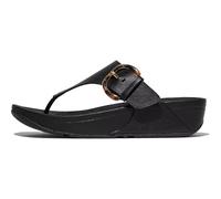 Fitflop Zehentrenner Lulu Resin-Buckle Leather Damen Rindsleder verstellbare Schnalle Schwarz Gr. 39