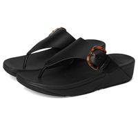 Fitflop Lulu Zehensteg-Sandalen aus Kunstharz, Schnalle aus Leder, Schwarz, 41 EU