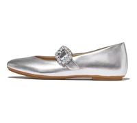 FitFlop Mary Janes Delicato Damen-Lederschnalle, Kristallschnalle, Leder, silber, 8.5