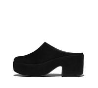 Fitflop Platfforms Damen-Pantoletten mit Absatz aus Veloursleder, Schwarz, 38 EU